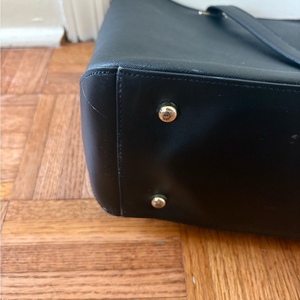 Lo & Sons 13" Seville Black Leather Laptop Tote (+soft travel shell) - Picture 7 of 11
